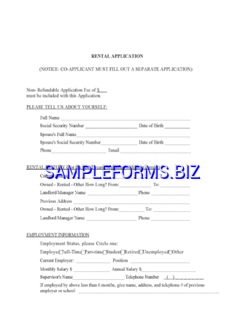 Mississippi Rental Application Form pdf free